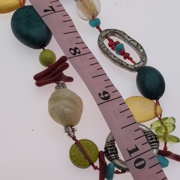 Chico's Blue and Red Beaded Necklace - Picture 4 of 4